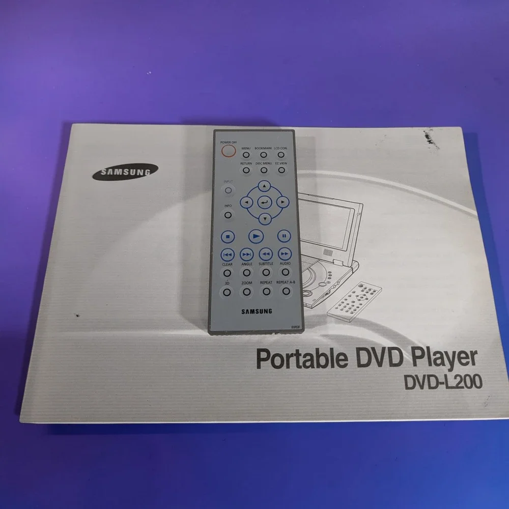 Samsung DVD-L200 Portable DVD Player Remote 01053F and Instruction Manual Silver